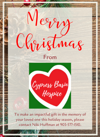 Merry Christmas Card created and distributed by Cypress Basin Hospice